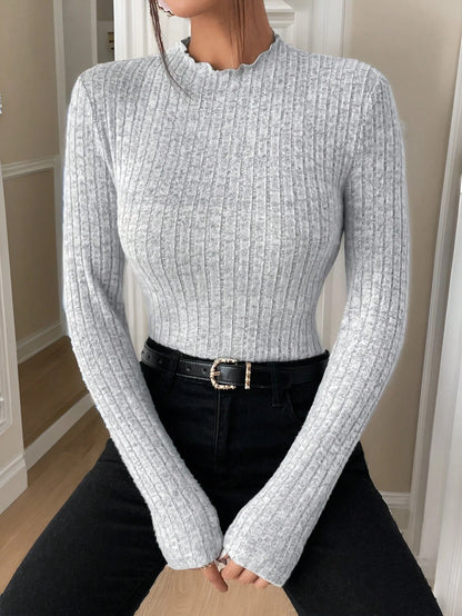 Women’s Long Sleeve Slim Fit Stretch Knitted Sweater