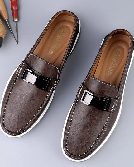 Men's Leather Casual Slip-On Loafers – Stylish and Comfortable Slip On