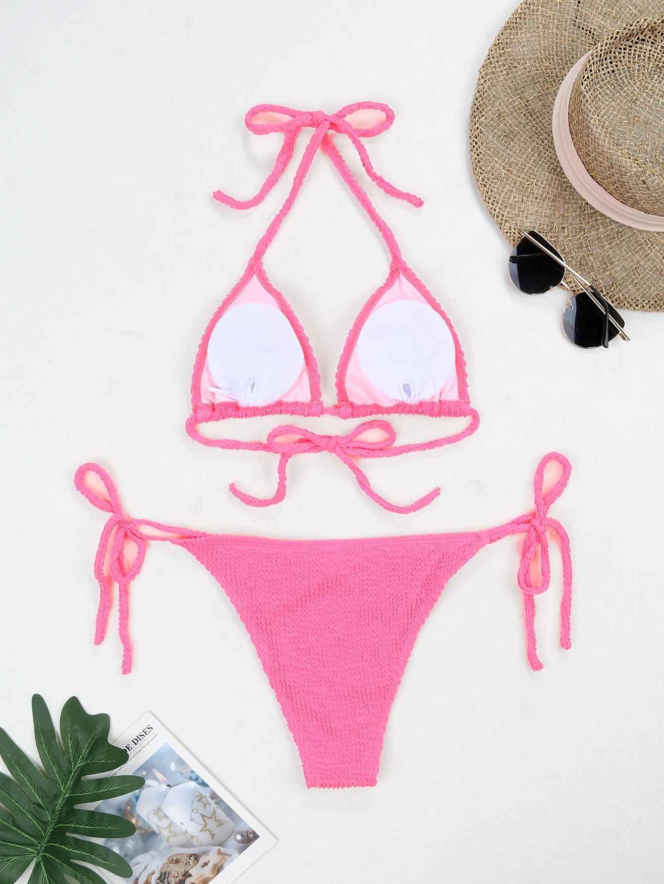 Women's Fabric Wave Stripe Bikini with Strap Split