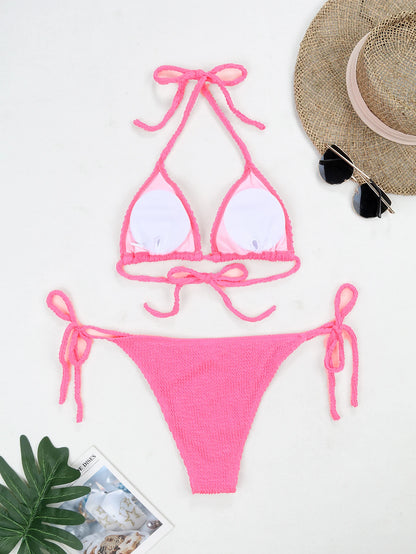 Women's Fabric Wave Stripe Bikini with Strap Split