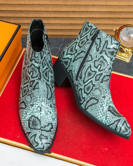 Men's Faux Leather Ankle Boots With Side Zipper Closure