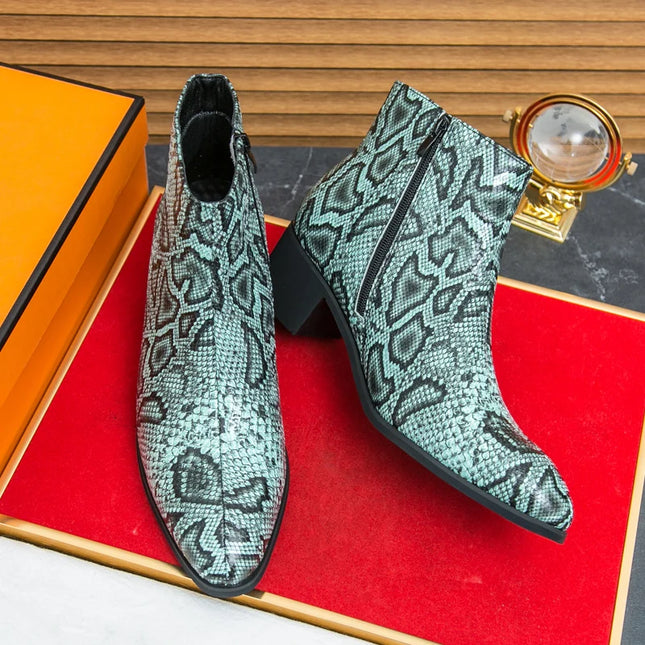 Men's Faux Leather Ankle Boots With Side Zipper Closure