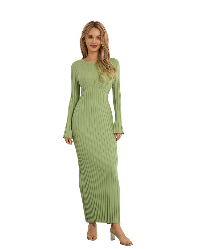 Elegant Women’s Knit Long Sleeve Bodycon Dress – Stylish & Comfortable Long Sleeve Midi Dress for Women