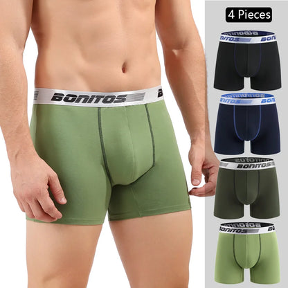 Men's Cotton Boxer Shorts - 4-Pack Comfortable Underwear for All-Day Wear