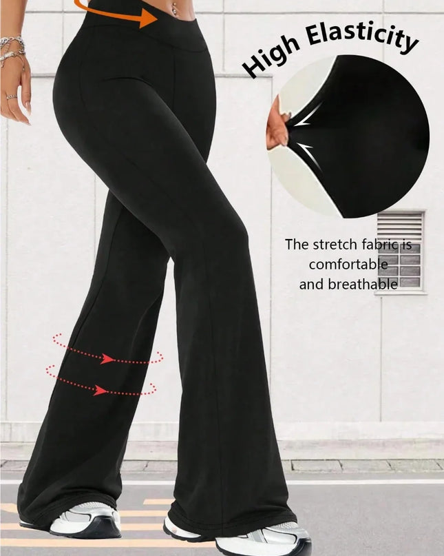Women's High-Waist Slim Fit Elastic Flared Pants with Hip-Lifting Effect