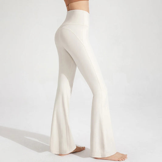 White flared pants on a white background