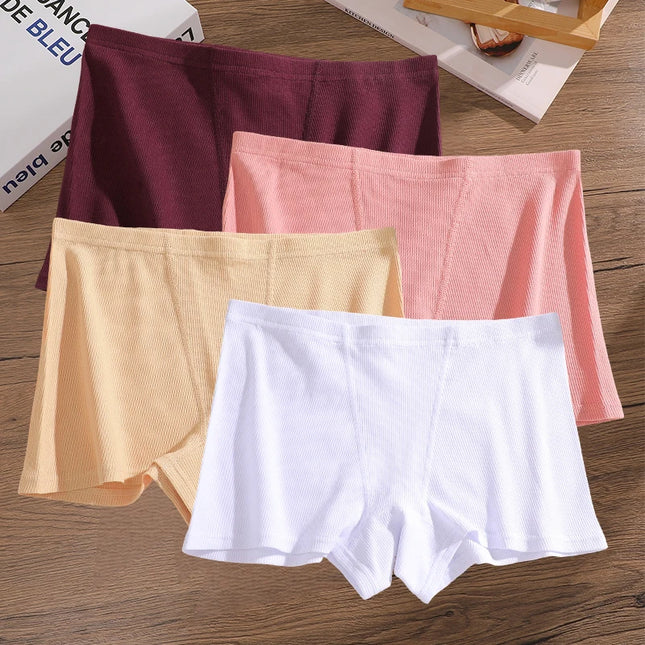 4-Pack Women's Cotton Lace Seamless Boxer Briefs