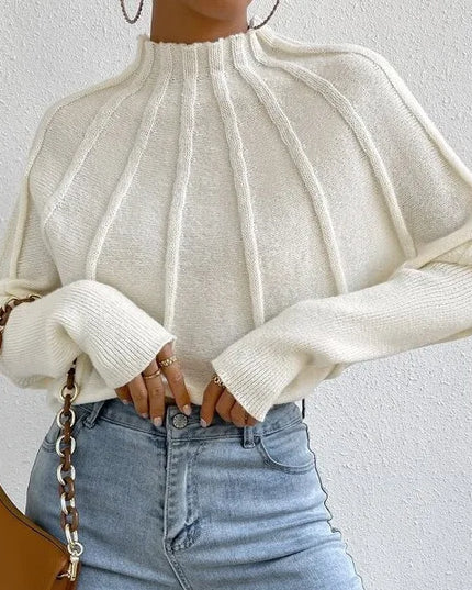 Knit Pullover Sweater with Batwing Sleeves for Women