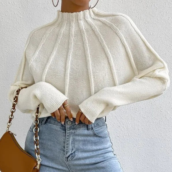 Knit Pullover Sweater with Batwing Sleeves for Women