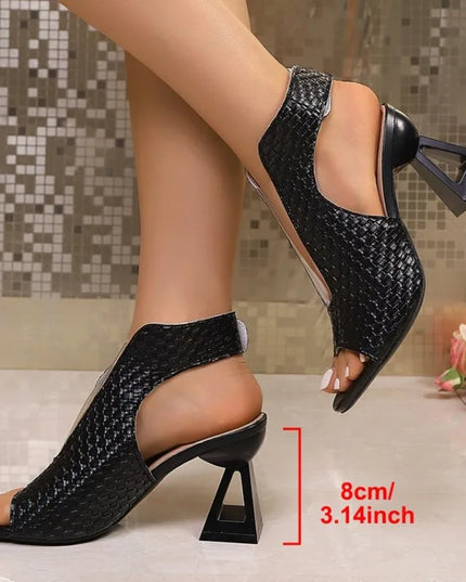 Women’s Casual Open-Toe High-Heel Sandals with Fish-Mouth Design