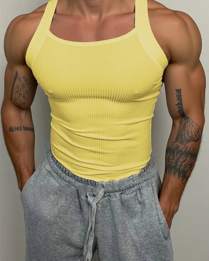 Men's Classic Ribbed Tank Top - Slim Fit, Elastic, Breathable Men's Sleeveless Shirt
