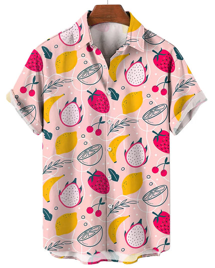 Men's T-Shirt with a Variety of Fruit and Animated Print