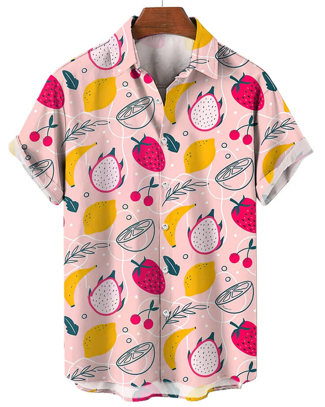 Men's T-Shirt with a Variety of Fruit and Animated Print