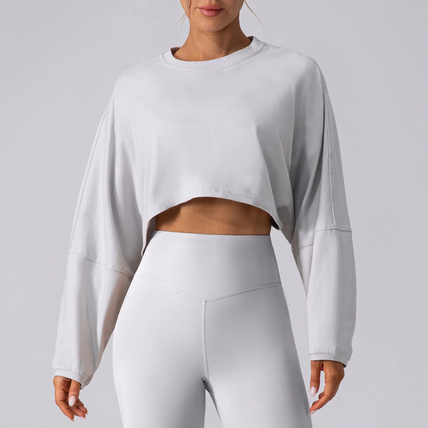 Women's Long Sleeve Sports Crop Top - Loose Fit Athletic Sweater