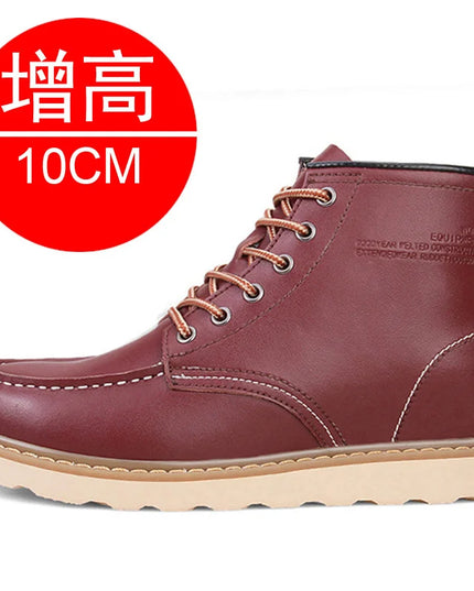 Men’s Height-Increasing Boots - Comfortable Faux Leather Mens Shoes for Enhanced Height & Style