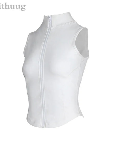 Women's Sleeveless Zip-Up Athletic Sweat Vest Jacket - Various Colors