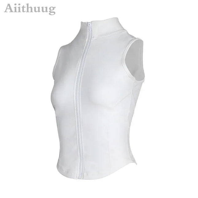 Women's Sleeveless Zip-Up Athletic Sweat Vest Jacket - Various Colors