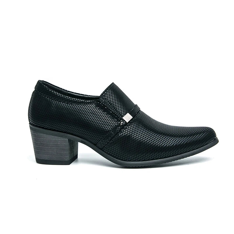 Men's Faux Leather Slip-On Loafers with Height-Enhancing Design