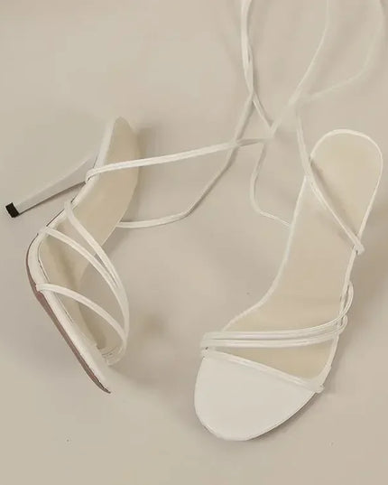 Women's High Heel Sandals with Round Toe, Cross Straps & Stylish Strap Design