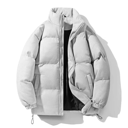 Men's Insulated Down-Filled Parka Jacket with Stand Collar