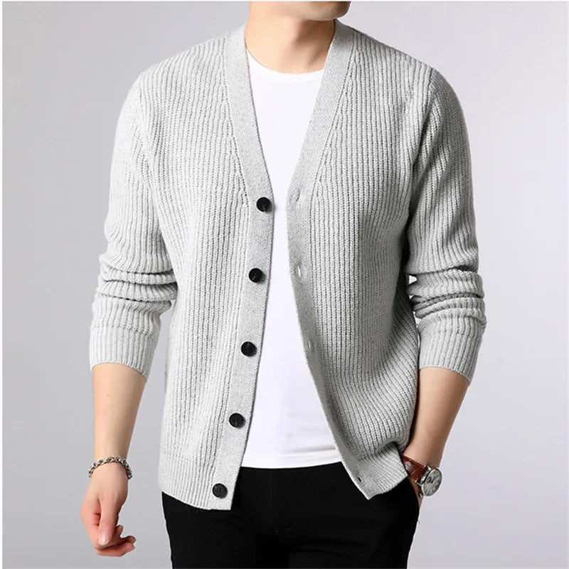 Men's Cardigan - Single Breasted Casual Knit Sweater