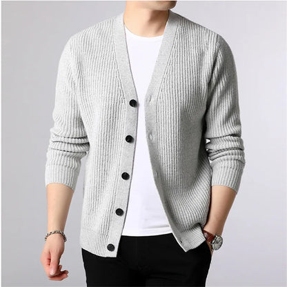 Men's Cardigan - Single Breasted Casual Knit Sweater