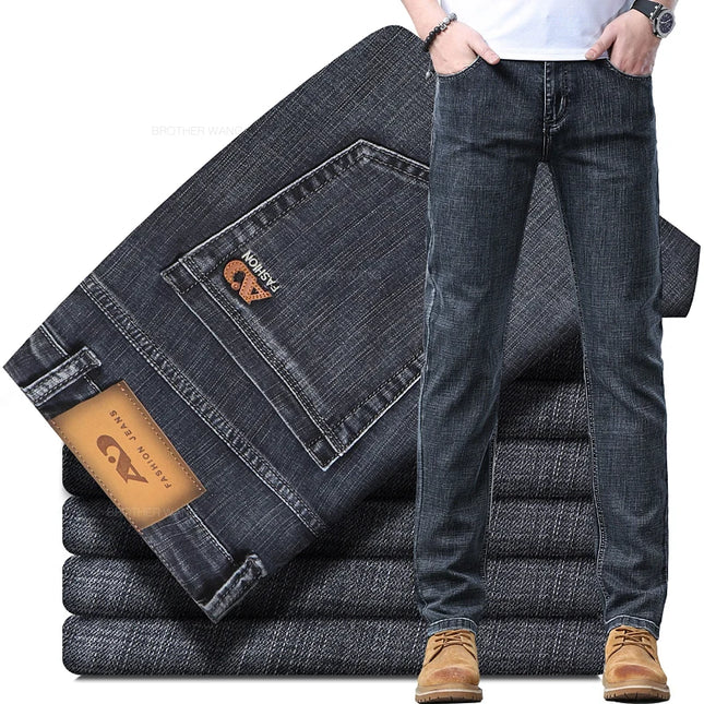 Men's Slim Fit Casual Jeans with Stretch Fabric