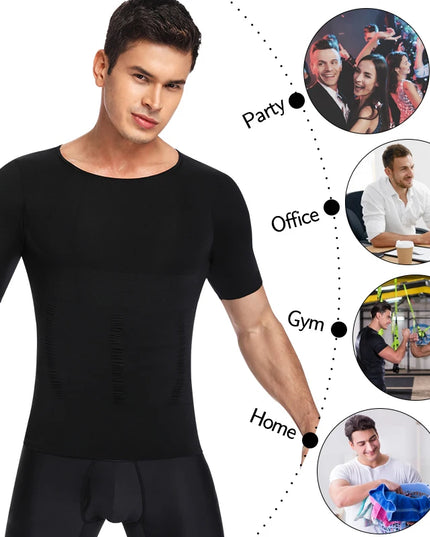 1/2 Piece Men's Body Shaper T-Shirt