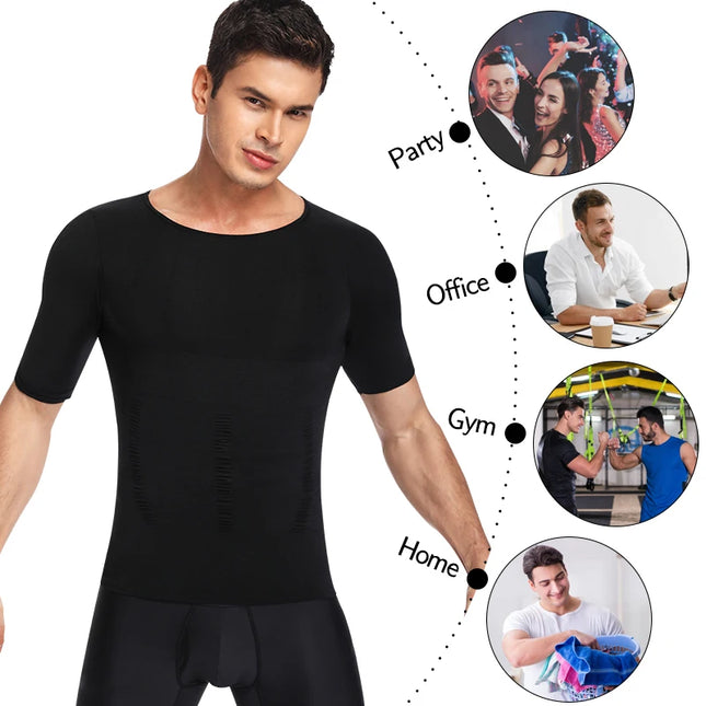 1/2 Piece Men's Body Shaper T-Shirt