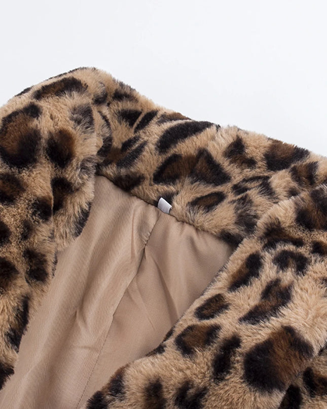 Women's Leopard Print Faux Fur Jacket