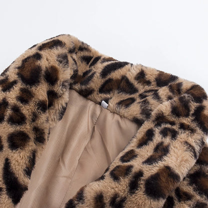 Women's Leopard Print Faux Fur Jacket