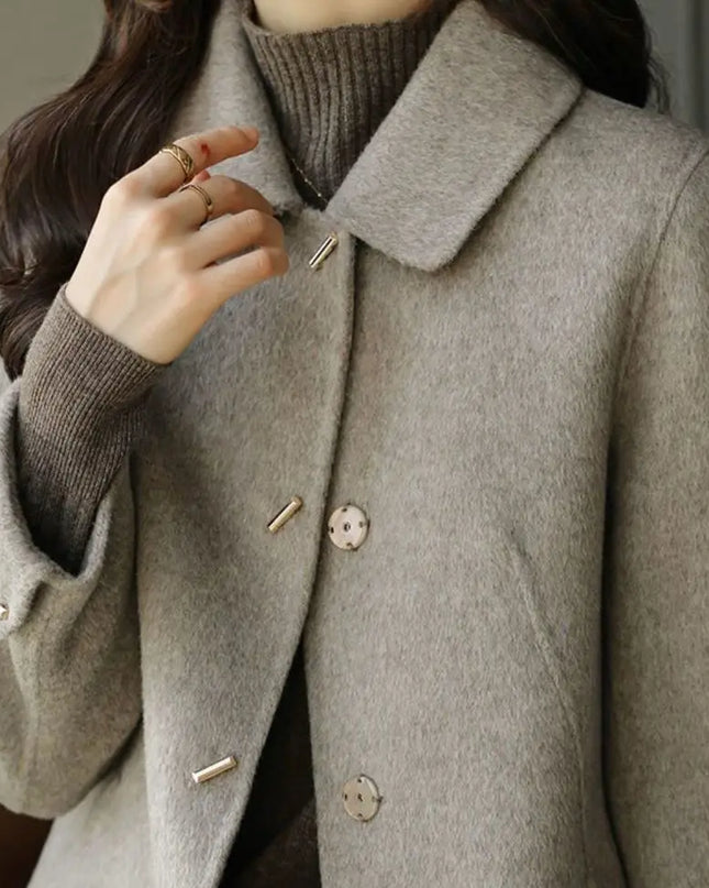 Women's Thickened Mid-Length Woolen Coat - Korean Style Wool Blend Outerwear