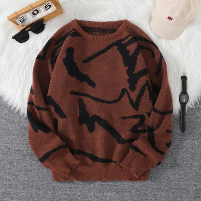 Men's Graffiti Jacquard Pattern Knit Sweater