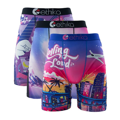 ETHIKA Men's 3-Pack Breathable Boxer Briefs Underwear