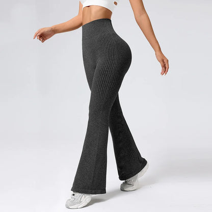 Women's Seamless High-Waisted Flare Pants with Stretch