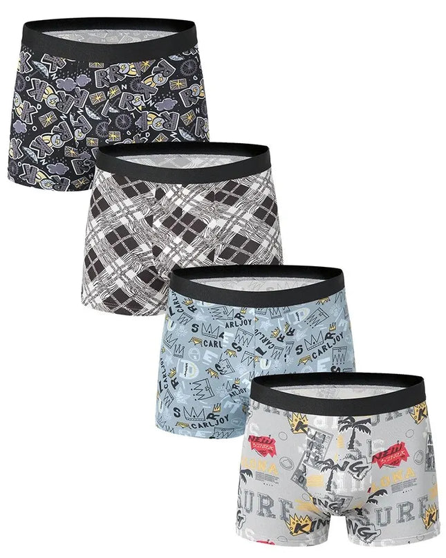 4-Pack Men's Comfortable Elastic Waist Trunks