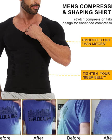 Men's Compression Body Shaper T-Shirt – Slimming, Muscle-Enhancing, Body Shaper for Men