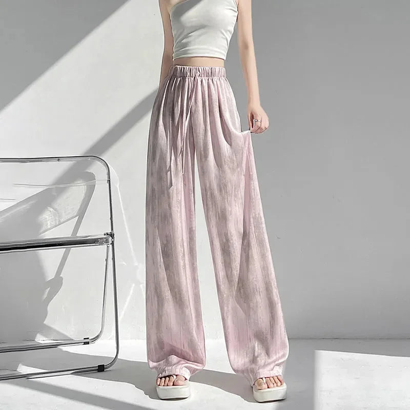 Women's Loose Fit Straight Casual Draped Wide-Leg Pants