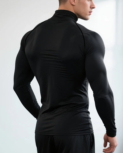 Men's Fleece Tight-Fit Long-Sleeved Sweater - Quick-Drying, Breathable, Highly Elastic