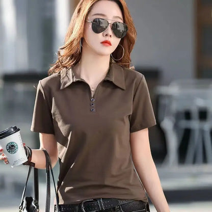 Women's Casual Polo T-Shirt - Relaxed Fit