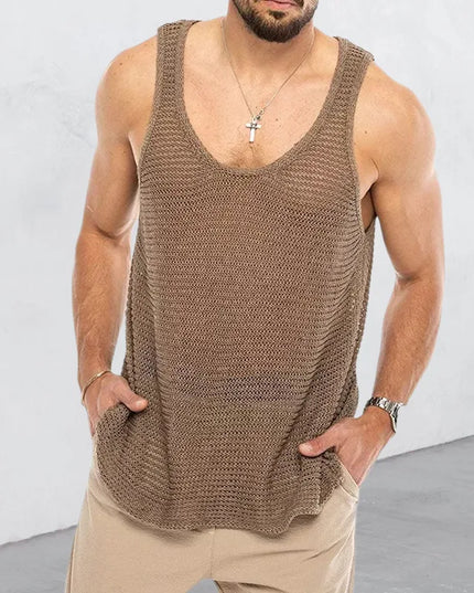 Men's tank top loose knit  mesh