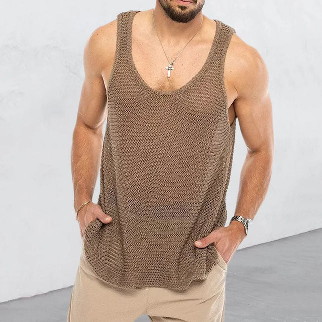 Men's tank top loose knit  mesh