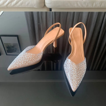 Women's Pointed Toe- Pearl Decoration High Heels