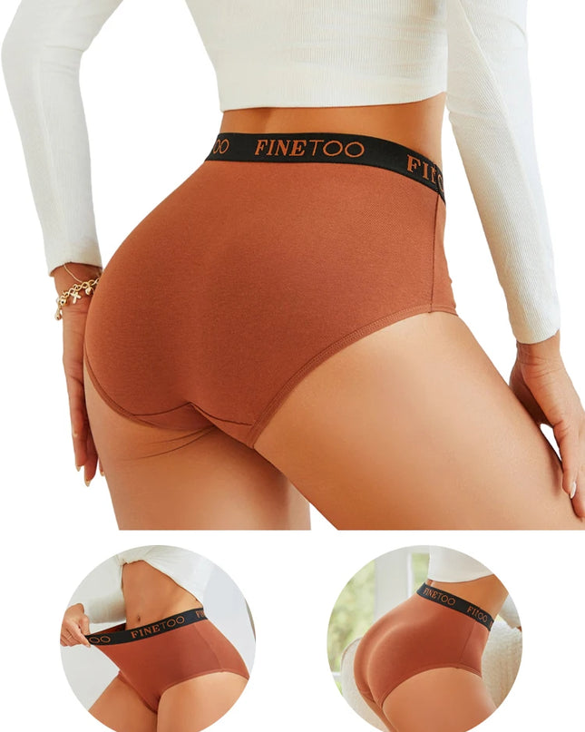 4-Piece Women's Cotton Seamless Mid-Waist Briefs Set – Breathable, Stretchy, Comfortable Underwear for Everyday Wear