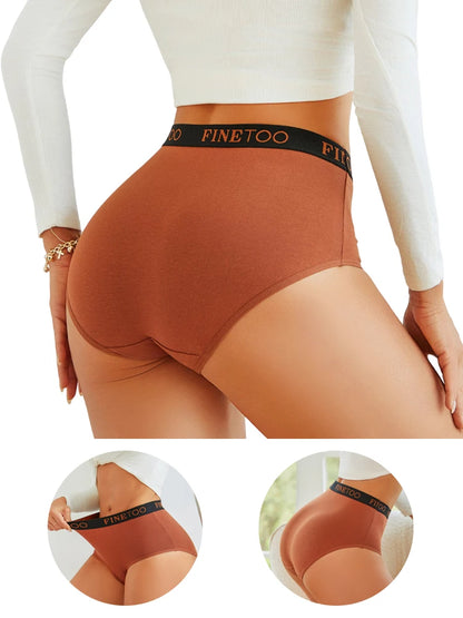 4-Piece Women's Cotton Seamless Mid-Waist Briefs Set – Breathable, Stretchy, Comfortable Underwear for Everyday Wear
