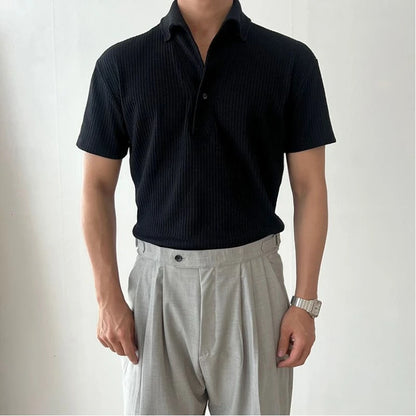 Men's Breathable Polo T-Shirt with Vertical Thread Design