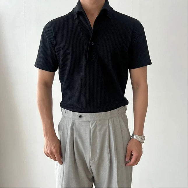Men's Breathable Polo T-Shirt with Vertical Thread Design