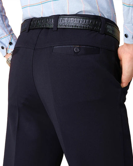 Men’s Casual Lightweight Straight-Leg High-Waisted Trousers