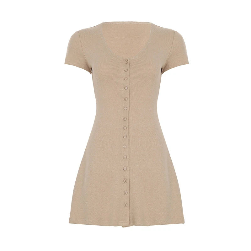 Women's Mini Dress - Slim Fit A-Line Pleated Style