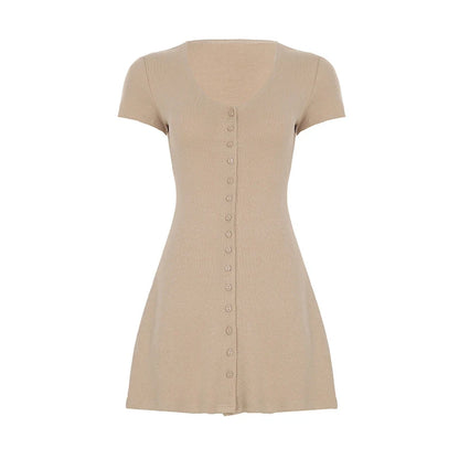 Women's Mini Dress - Slim Fit A-Line Pleated Style